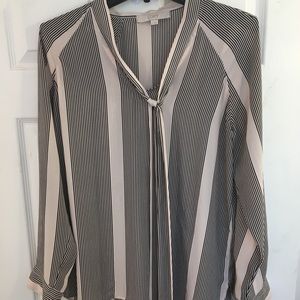 Loft striped tie neck Blouse